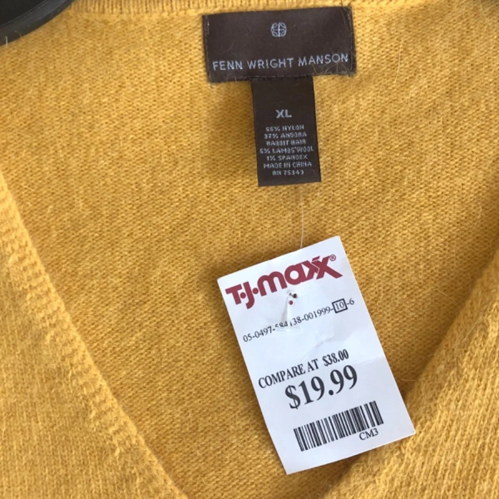 FENN WRIGHT MANSON Angora Lambswool Blend V Neck Pullover Sweater Size XL - Picture 5 of 5